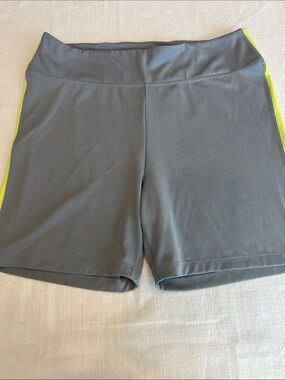 Women’s Gray Bike Shorts with Neon Yellow Side Trim